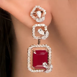 Shine in Style: The Elegant Ruby Crystal Drop Earrings That Define Luxury and Grace