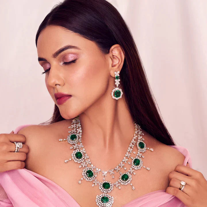 Nidal Jewels Presents the Radiant Emerald Floral Necklace for Timeless Beauty