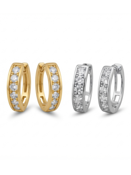 Classic Cubic Zirconia Channel-Set Huggie Hoop Earrings
