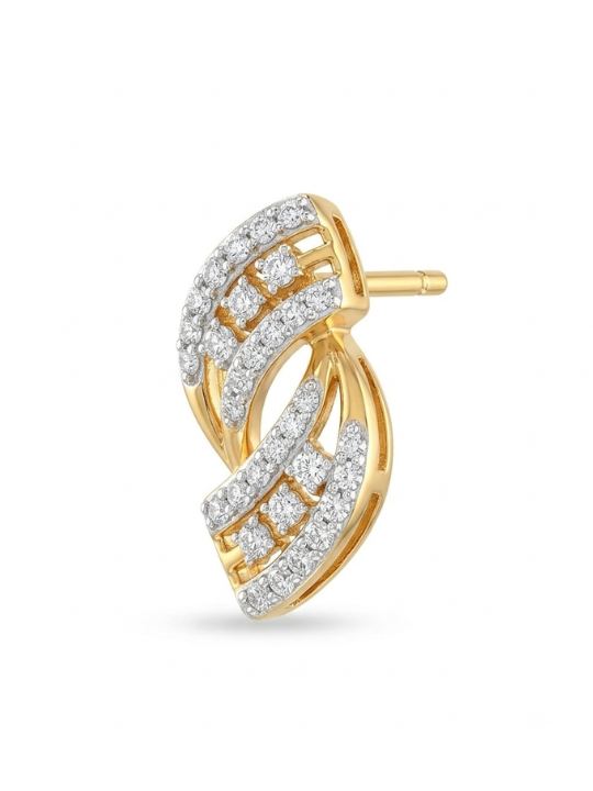 Twisted Wave Diamond Stud Earrings