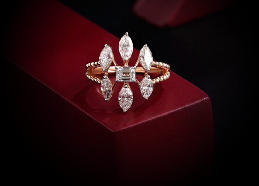 Nidal Jewels | Aurora Marquis Halo Ring