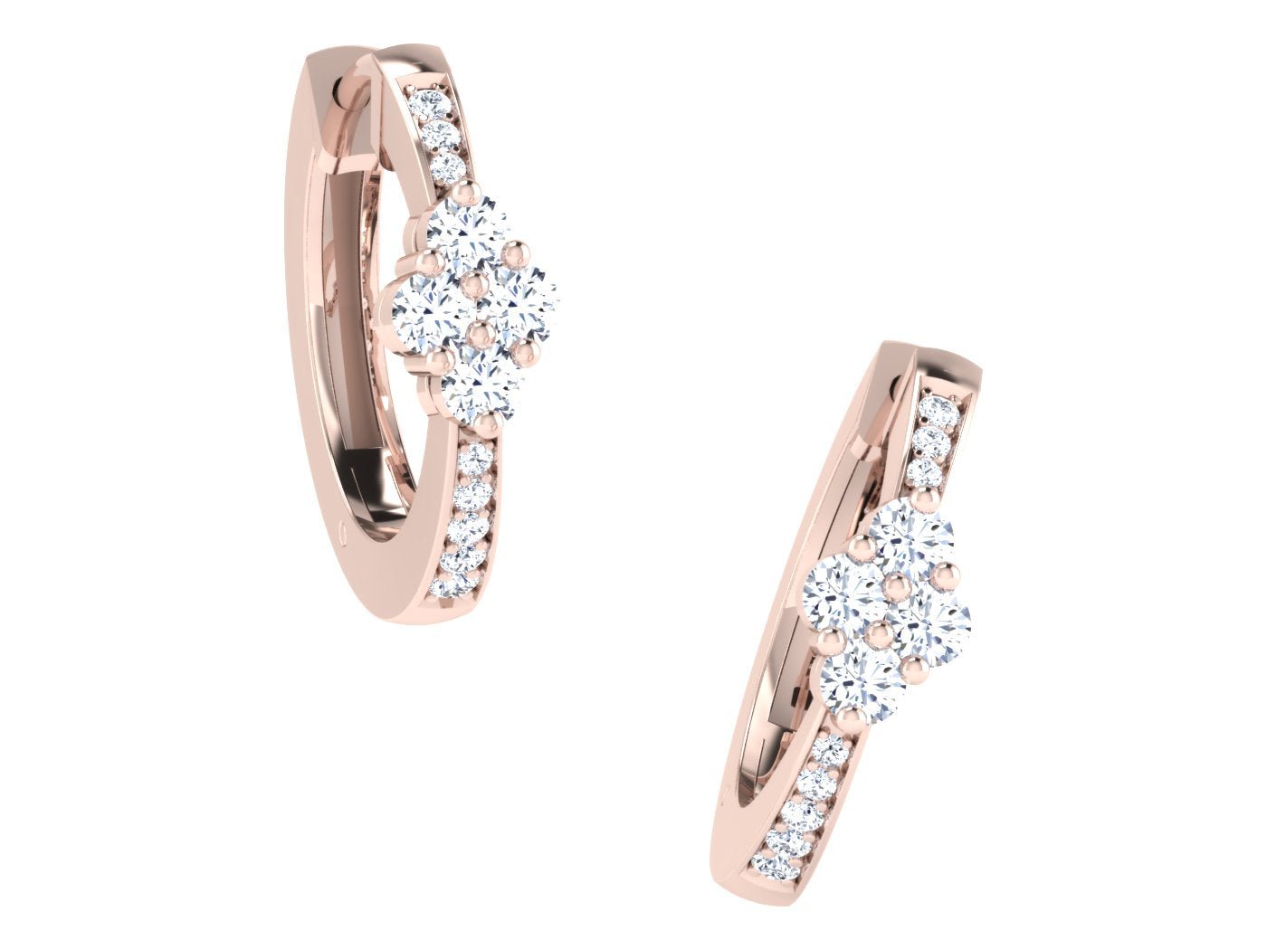 Nidal Jewels | Clover Diamond Cluster Rose Gold Hoops - Nidal Jewels