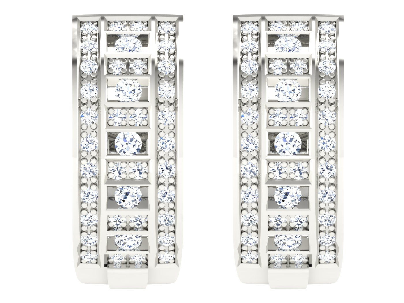 Nidal Jewels | Modern Mosaic White Gold Hoops - Nidal Jewels