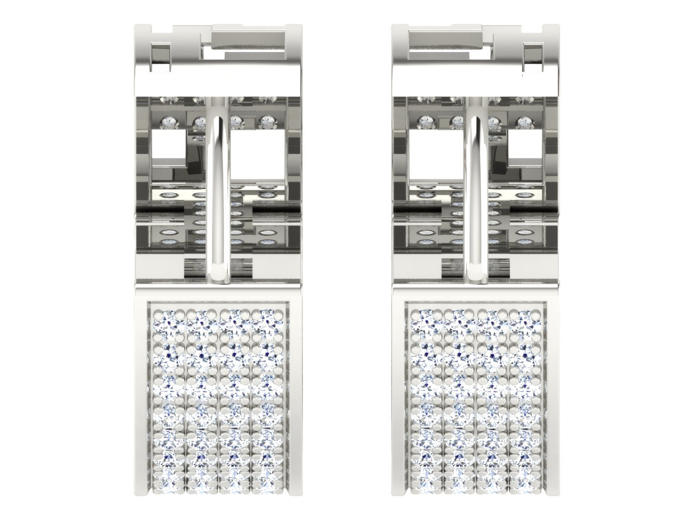 Nidal Jewels | Caged Radiance White Gold Hoops - Nidal Jewels