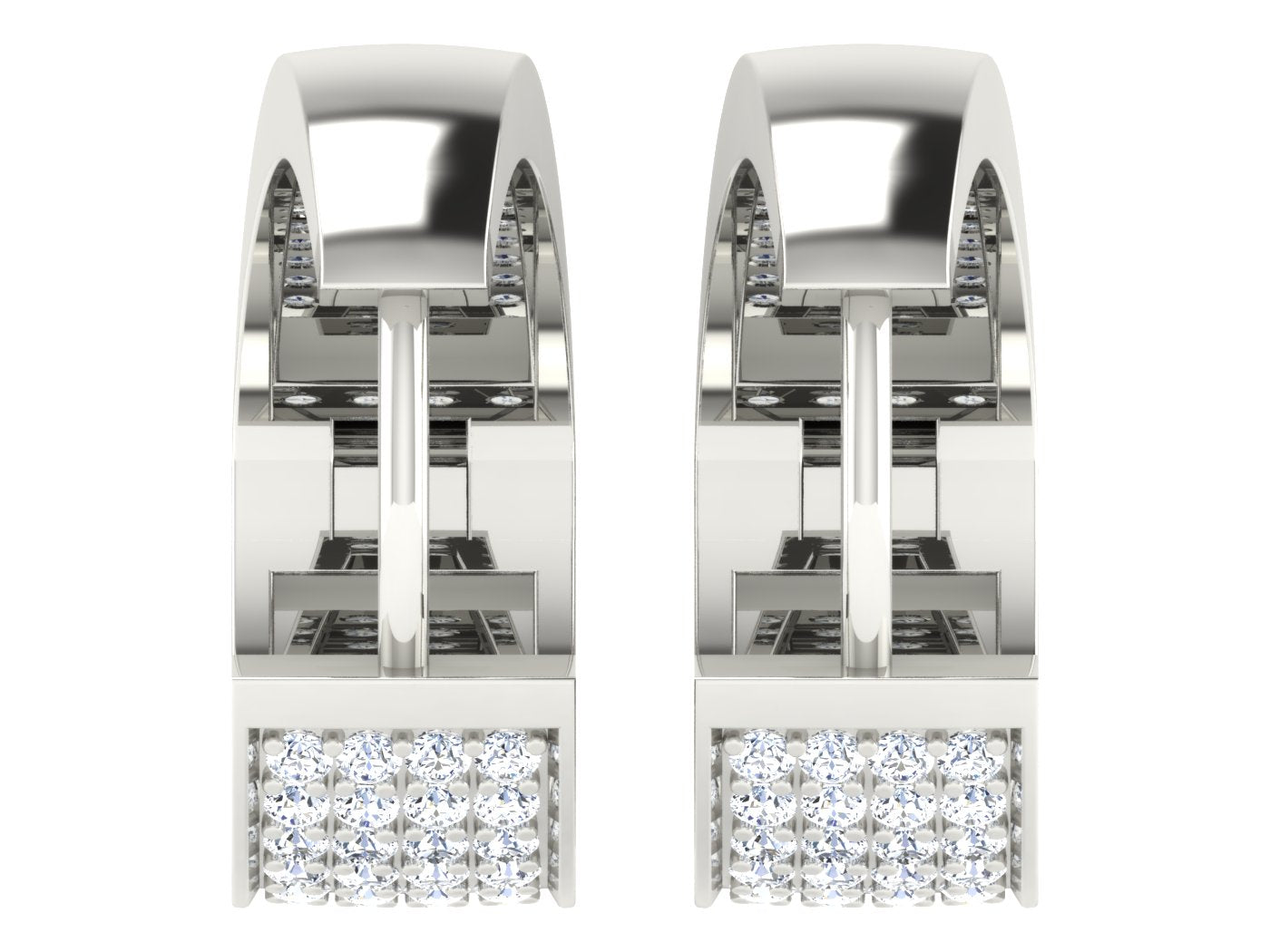 Nidal Jewels | Urban Edge Oval Diamond & White Gold Hoops - Nidal Jewels