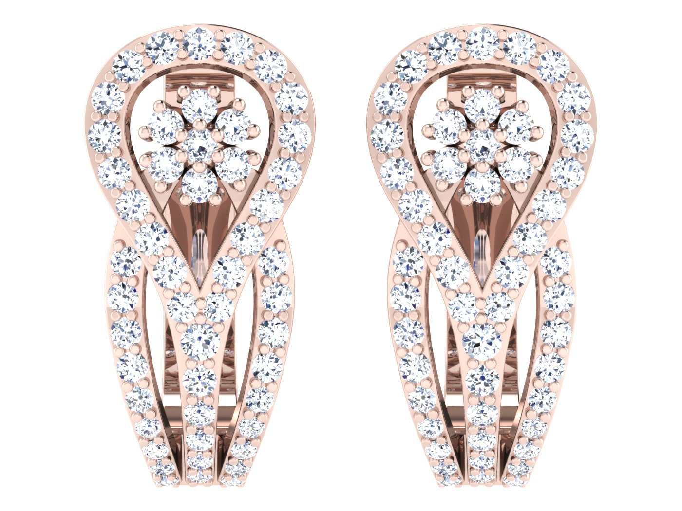 Nidal Jewels | Fusion White Gold Floral Diamond Hoops - Nidal Jewels