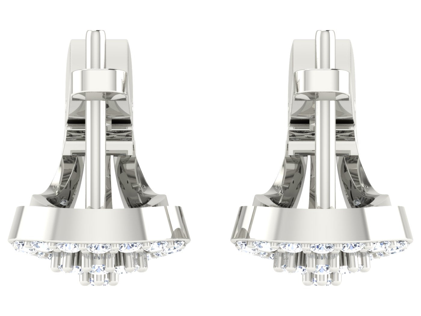 Nidal Jewels | Fusion White Gold Floral Diamond Hoops - Nidal Jewels