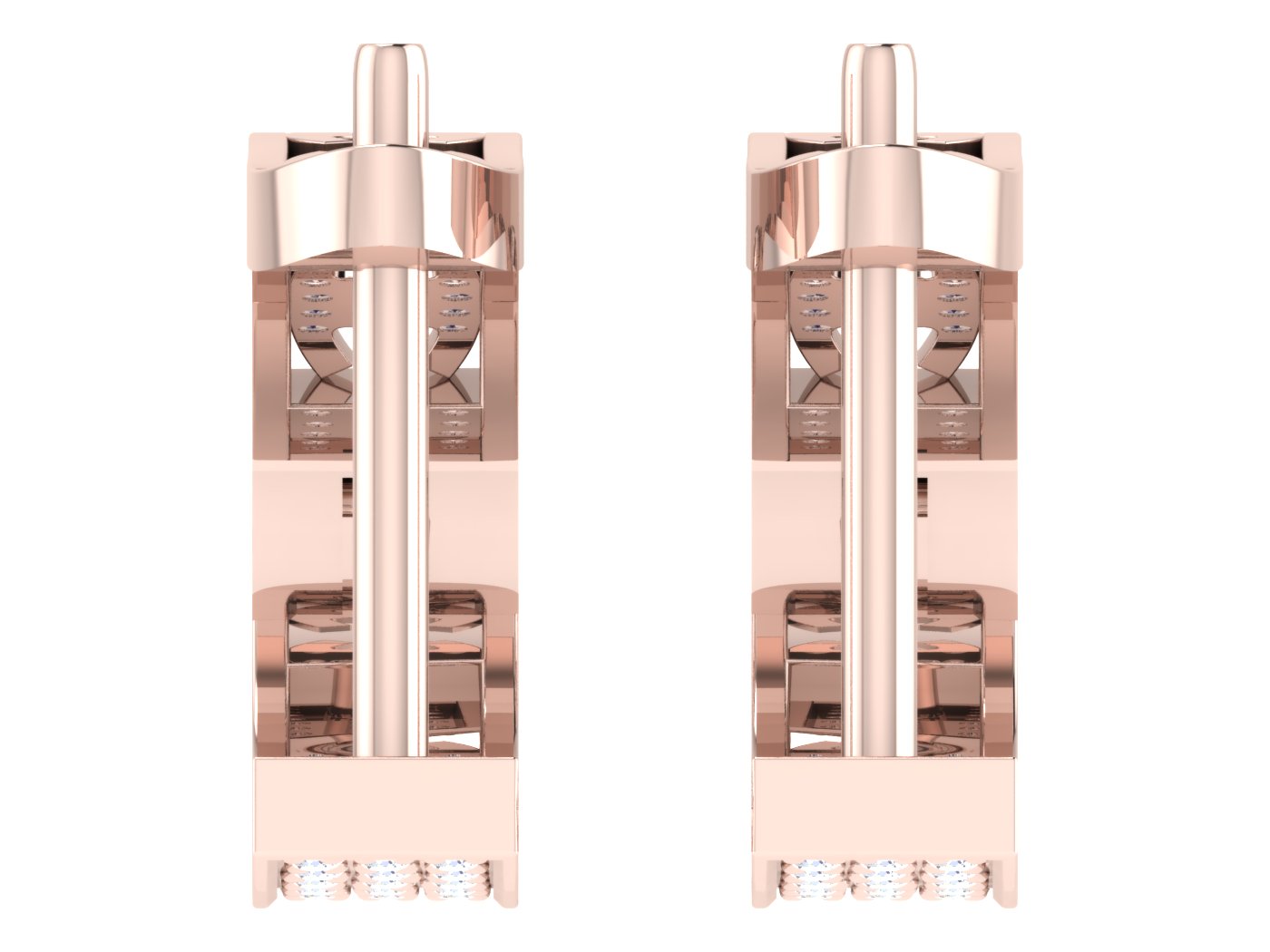 Nidal Jewels | Urban Edge Oblong Diamond & Rose Gold Hoops - Nidal Jewels