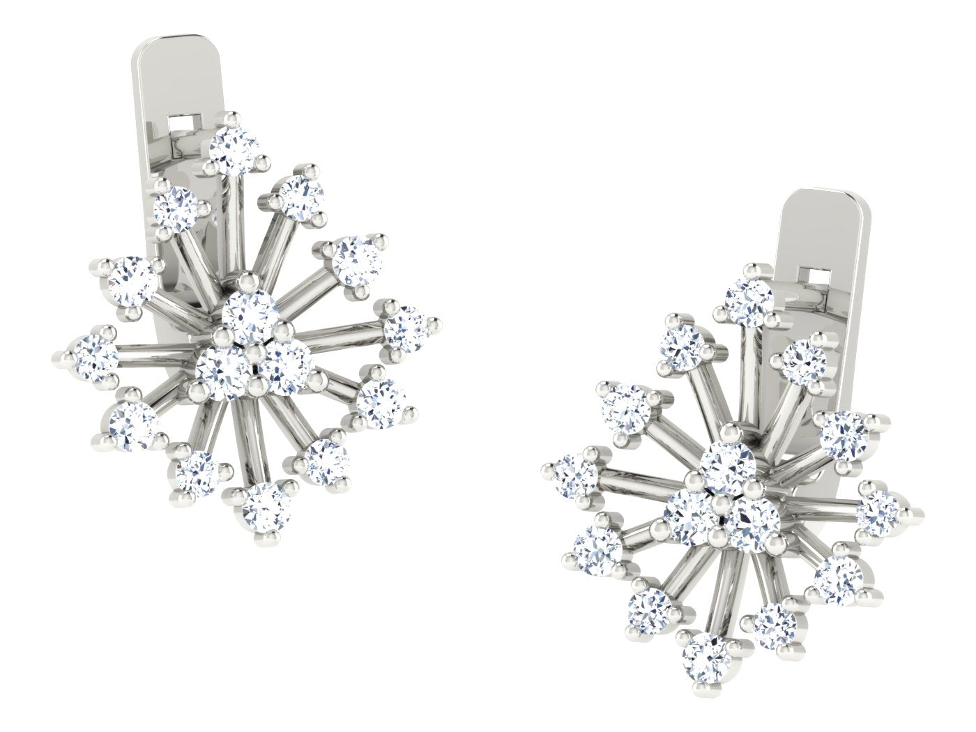 Nidal Jewels | Diamond Bloom White Gold Earrings with Triad Centre Stone - Nidal Jewels