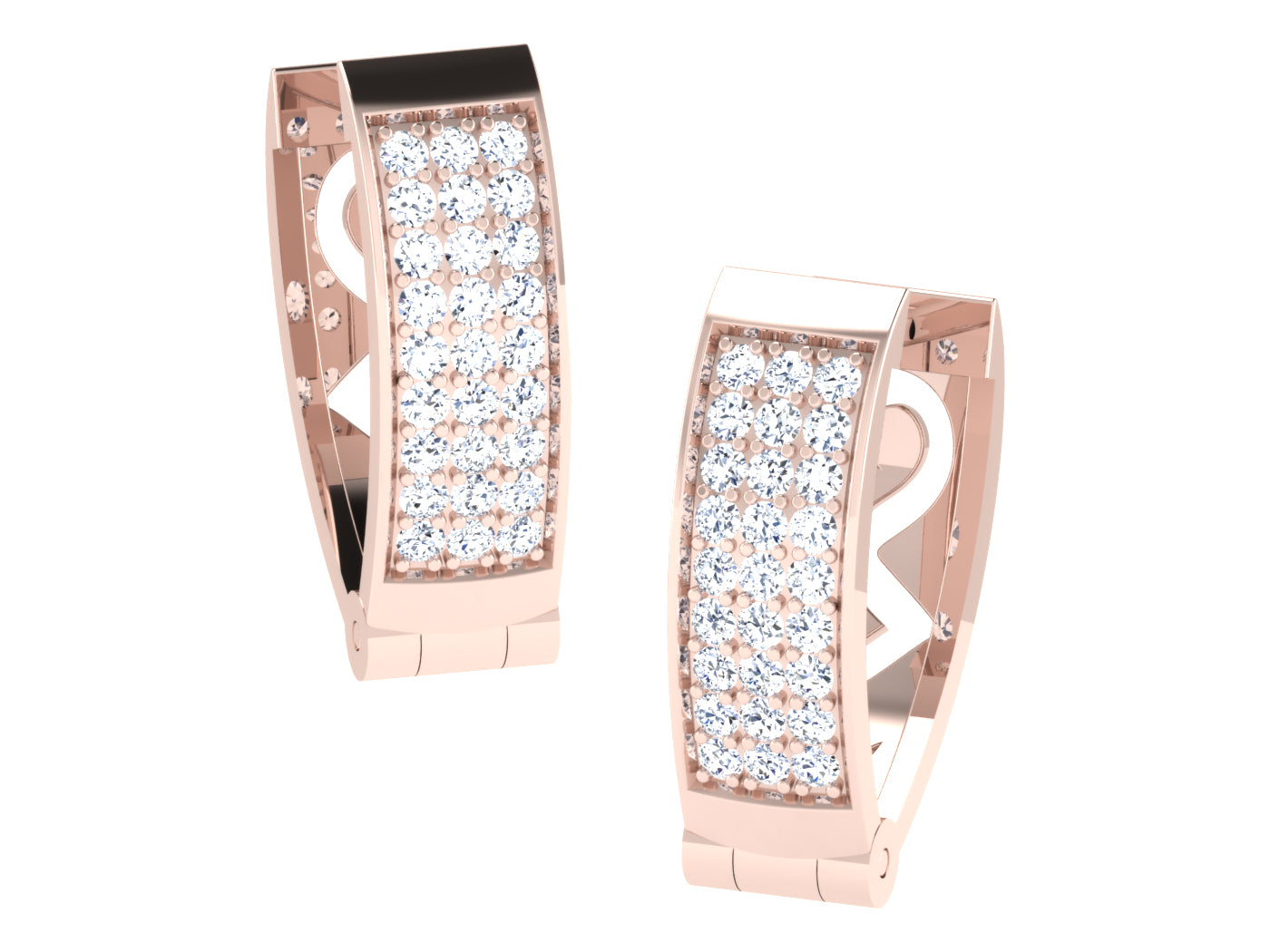 Nidal Jewels | Calysta Diamond Mosaic Oblong White Gold Hoops - Nidal Jewels