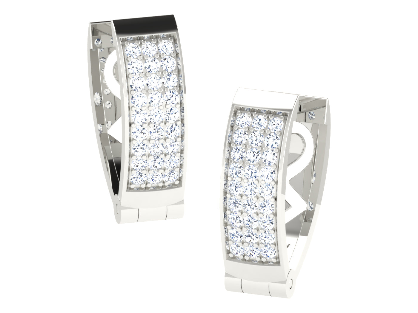 Nidal Jewels | Calysta Diamond Mosaic Oblong White Gold Hoops - Nidal Jewels