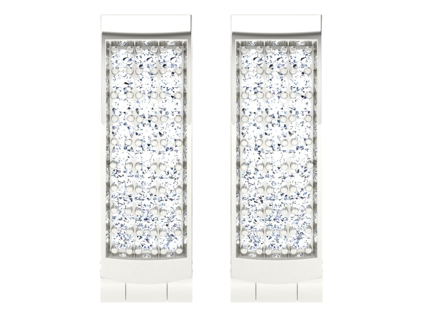 Nidal Jewels | Calysta Diamond Mosaic Oblong White Gold Hoops - Nidal Jewels