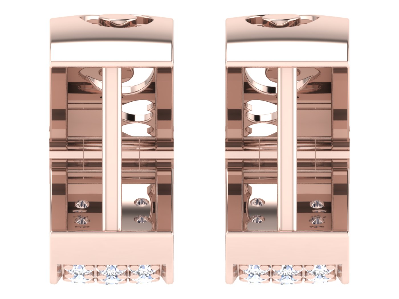 Nidal Jewels | Calysta Diamond Mosaic Oblong White Gold Hoops - Nidal Jewels