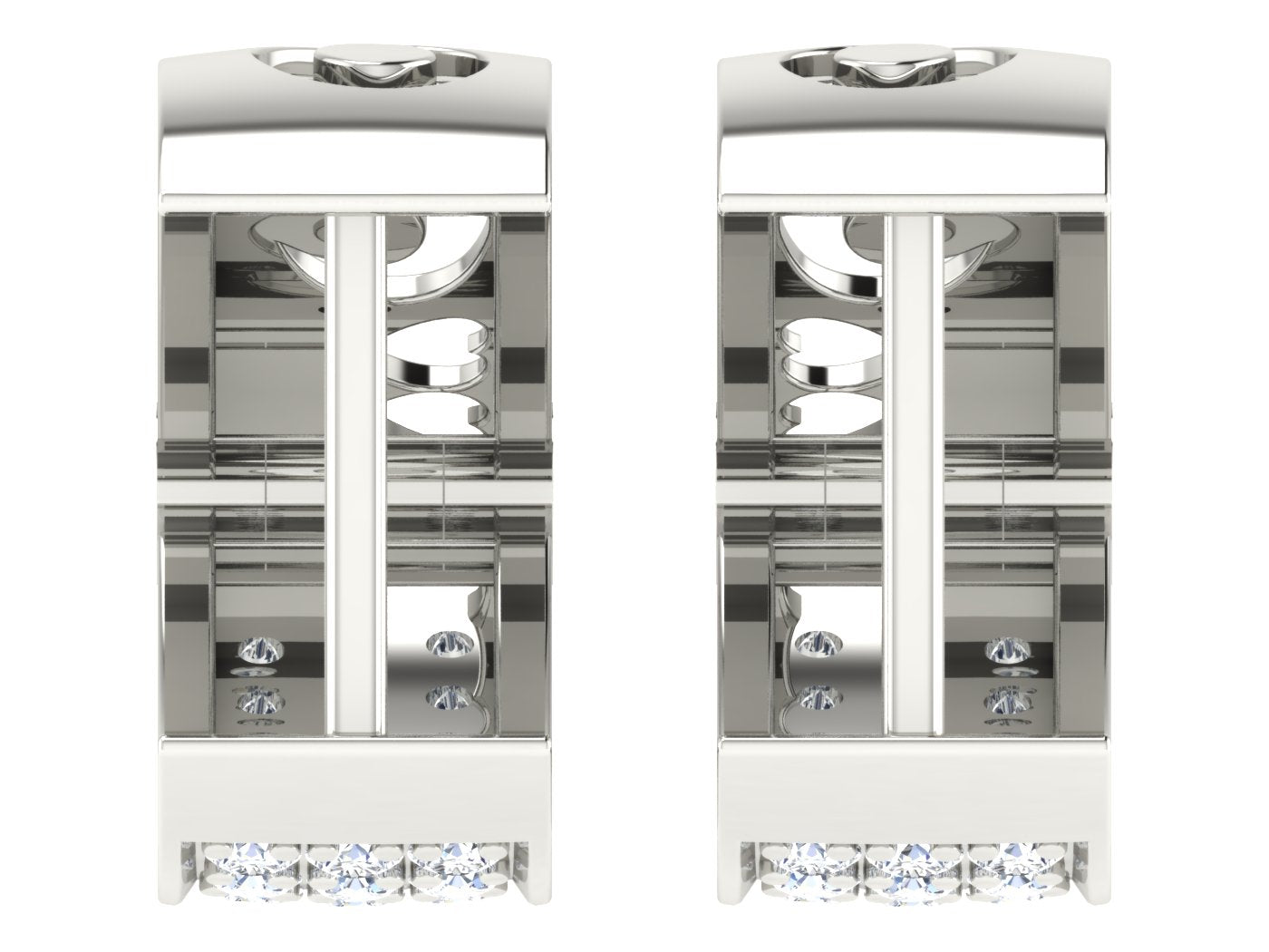 Nidal Jewels | Calysta Diamond Mosaic Oblong White Gold Hoops - Nidal Jewels