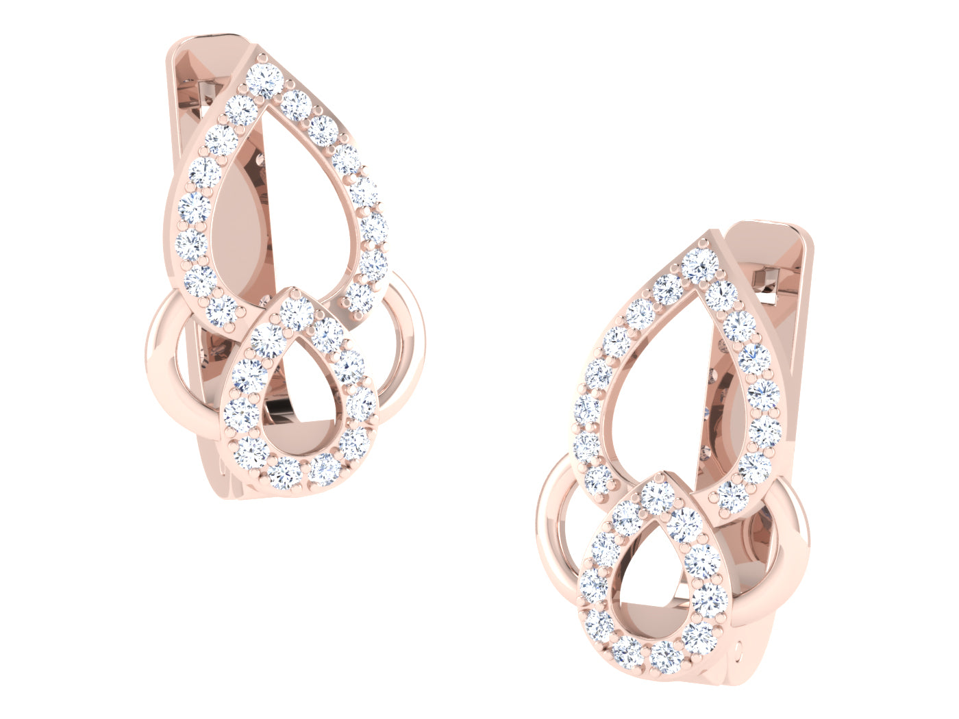 Nidal Jewels | Elevated Petaldrop Rose Gold  Diamond Hoops - Nidal Jewels