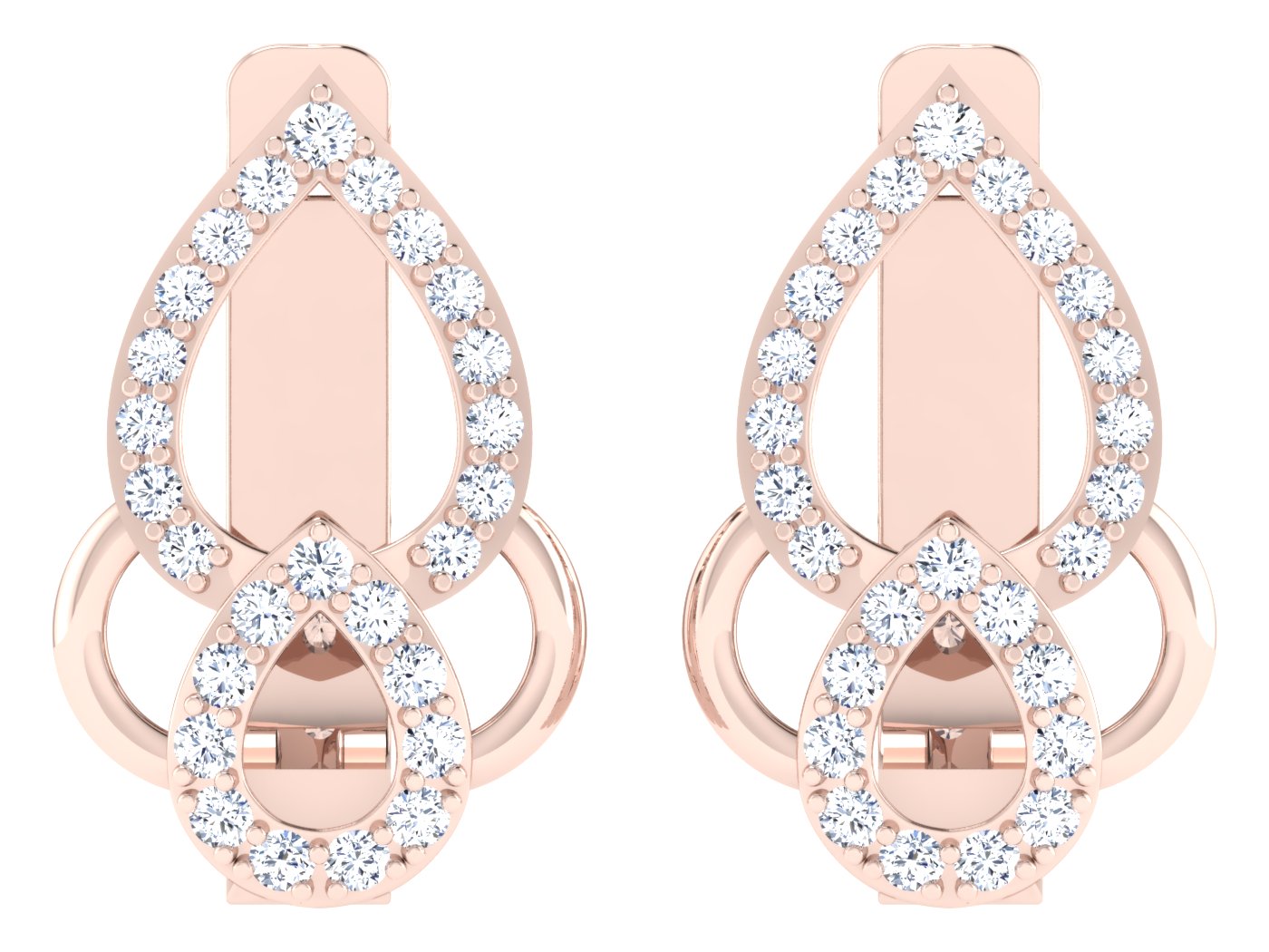 Nidal Jewels | Elevated Petaldrop Rose Gold  Diamond Hoops - Nidal Jewels