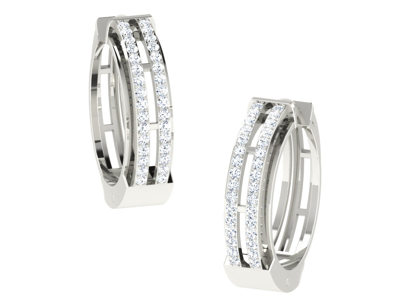 Nidal Jewels | Linear Lace Diamond & White Gold Hoops - Nidal Jewels