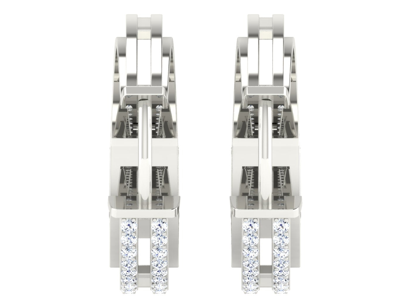 Nidal Jewels | Linear Lace Diamond & White Gold Hoops - Nidal Jewels