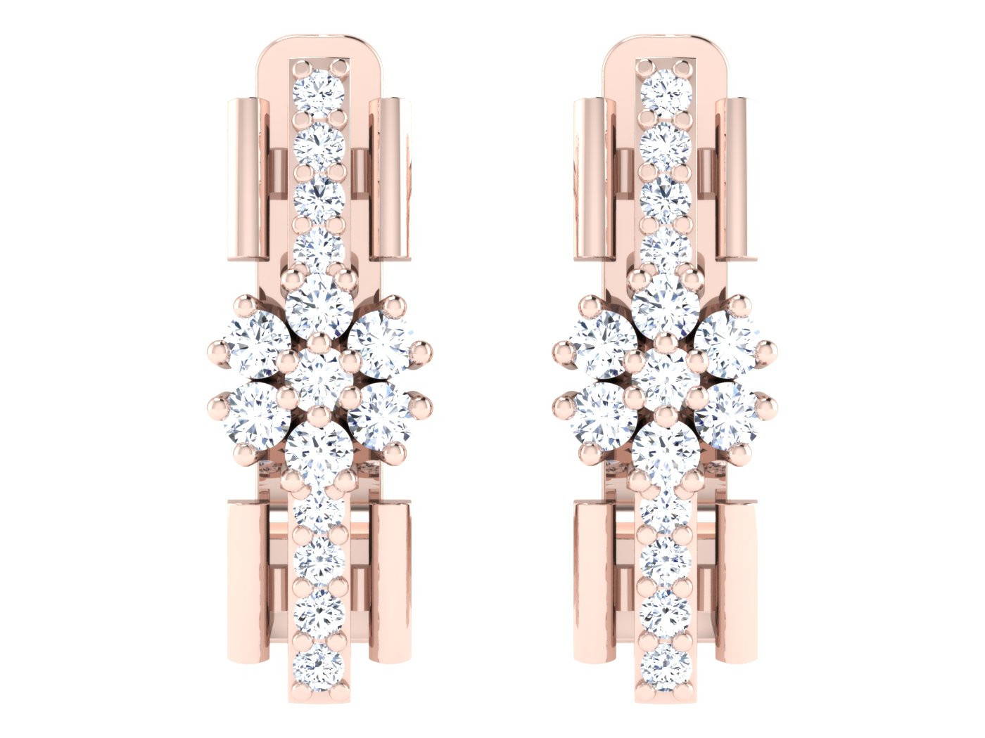 Nidal Jewels | Baroque Bloom Rosegold Diamond Hoops - Nidal Jewels