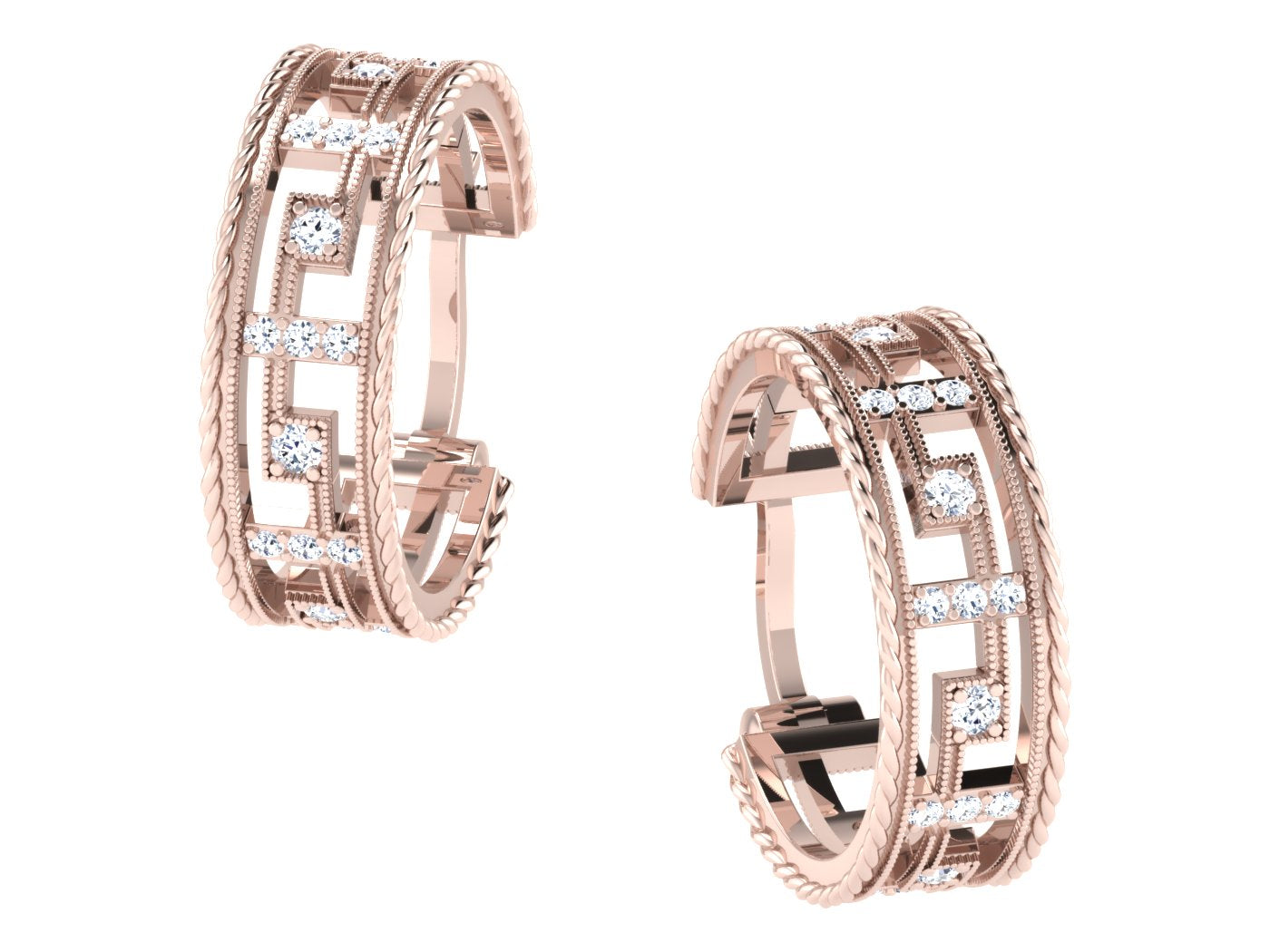 Nidal Jewels | Diamond Deco Rosegold Hoops - Nidal Jewels