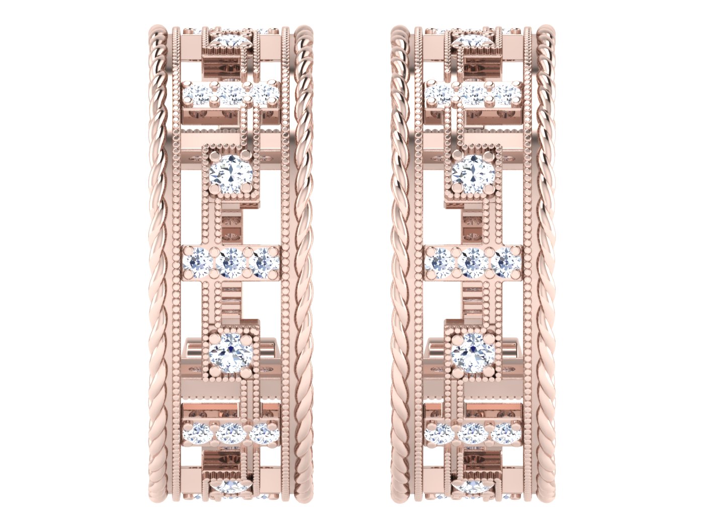 Nidal Jewels | Diamond Deco Rosegold Hoops - Nidal Jewels