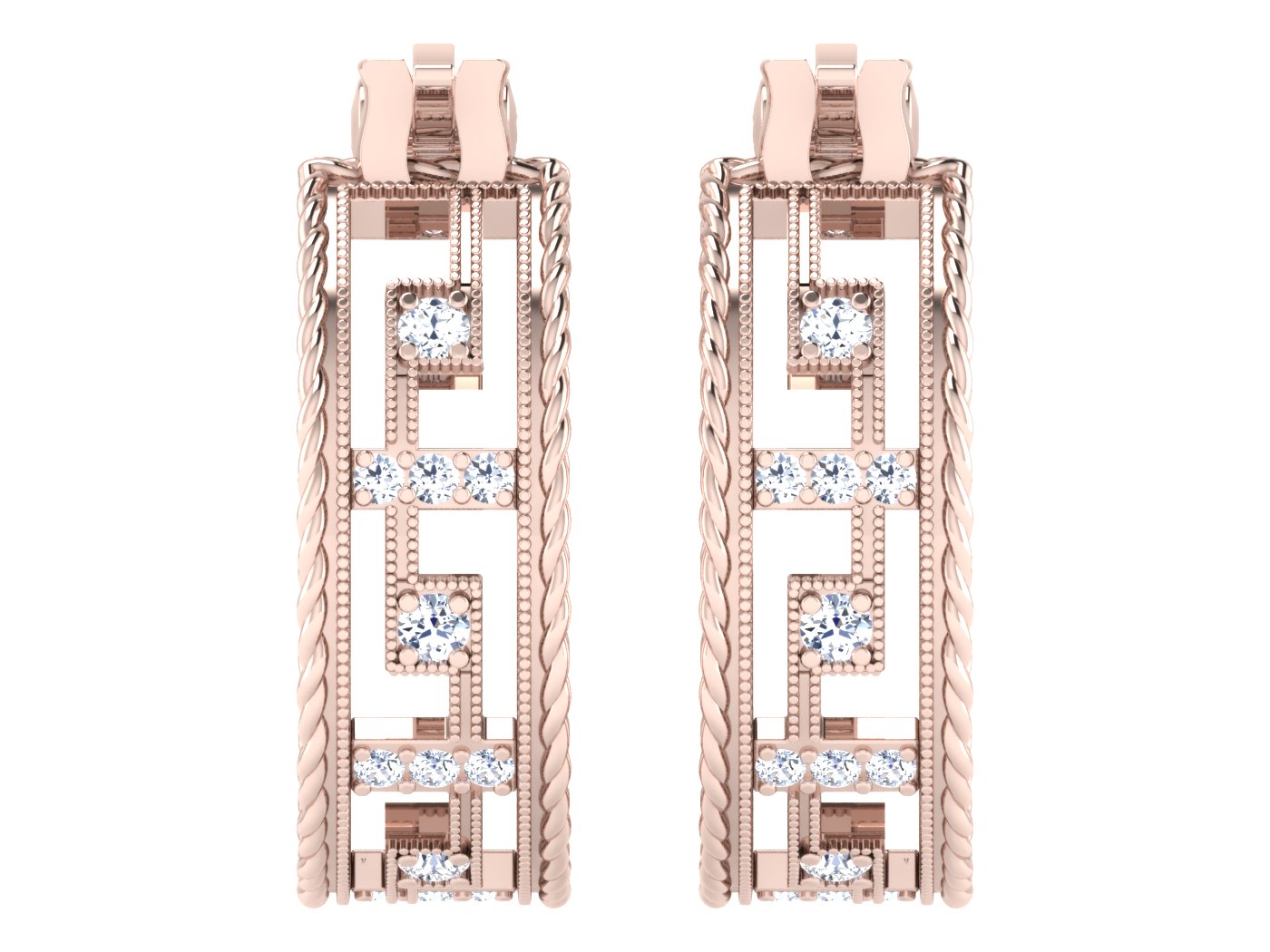 Nidal Jewels | Diamond Deco Rosegold Hoops - Nidal Jewels