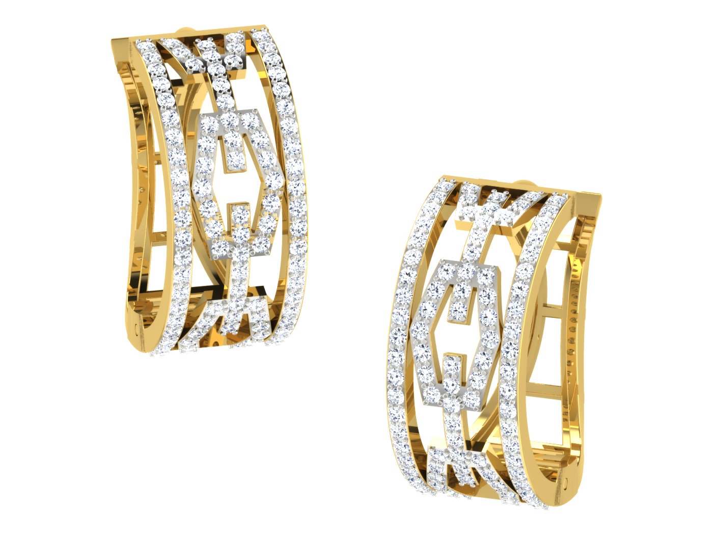 Nidal Jewels | Linking Chain Gold and Diamond Hoops - Nidal Jewels