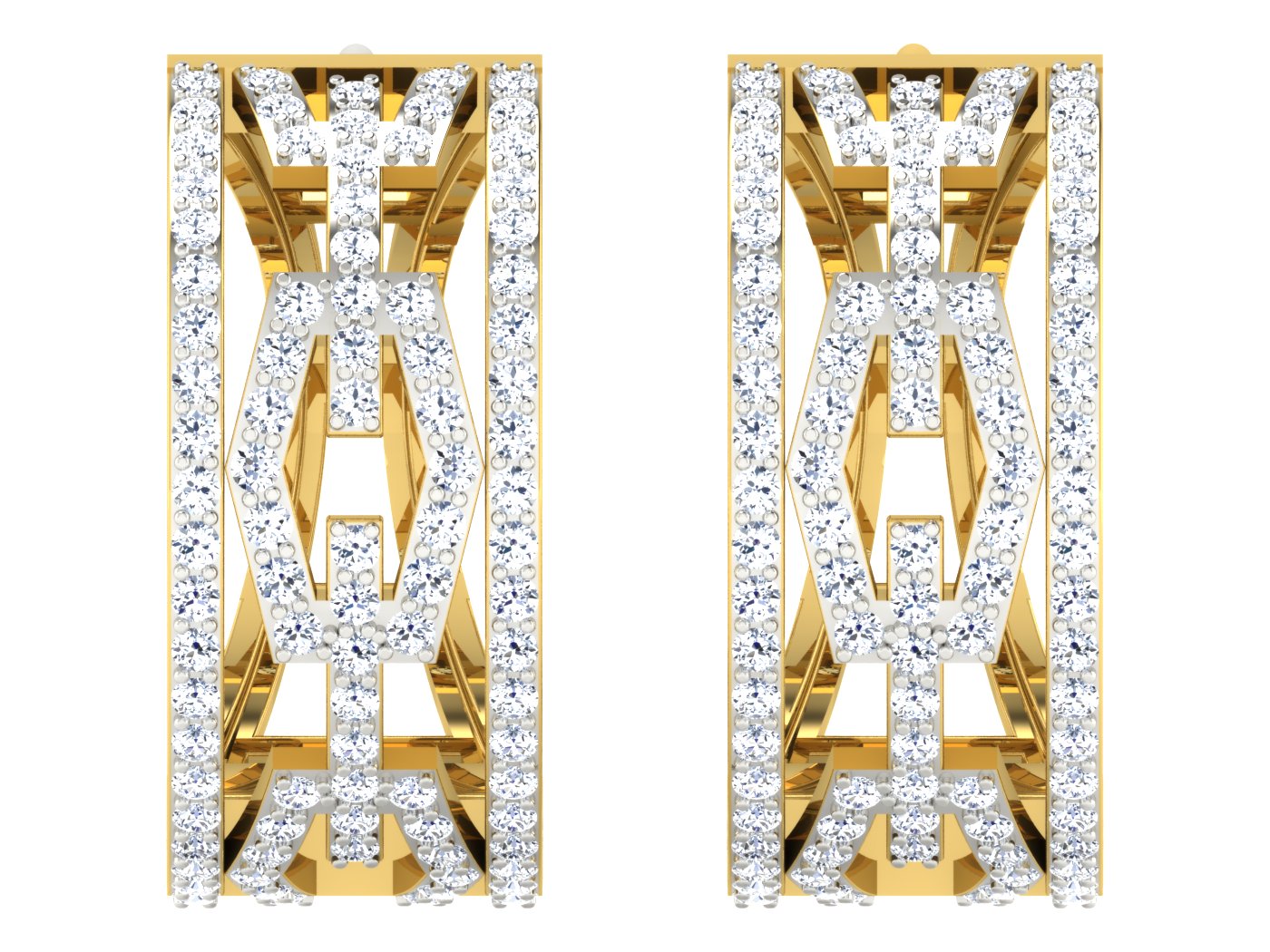 Nidal Jewels | Linking Chain Gold and Diamond Hoops - Nidal Jewels