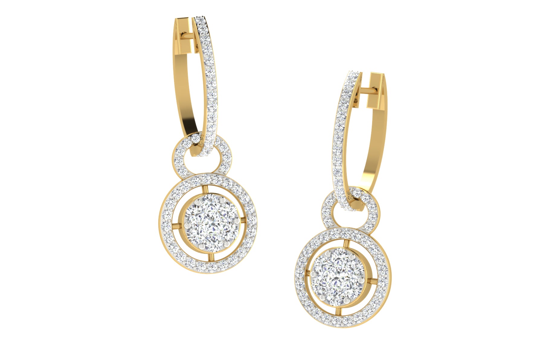 Nidal Jewels | Princess Golden Drops with Centre Diamond Cluster