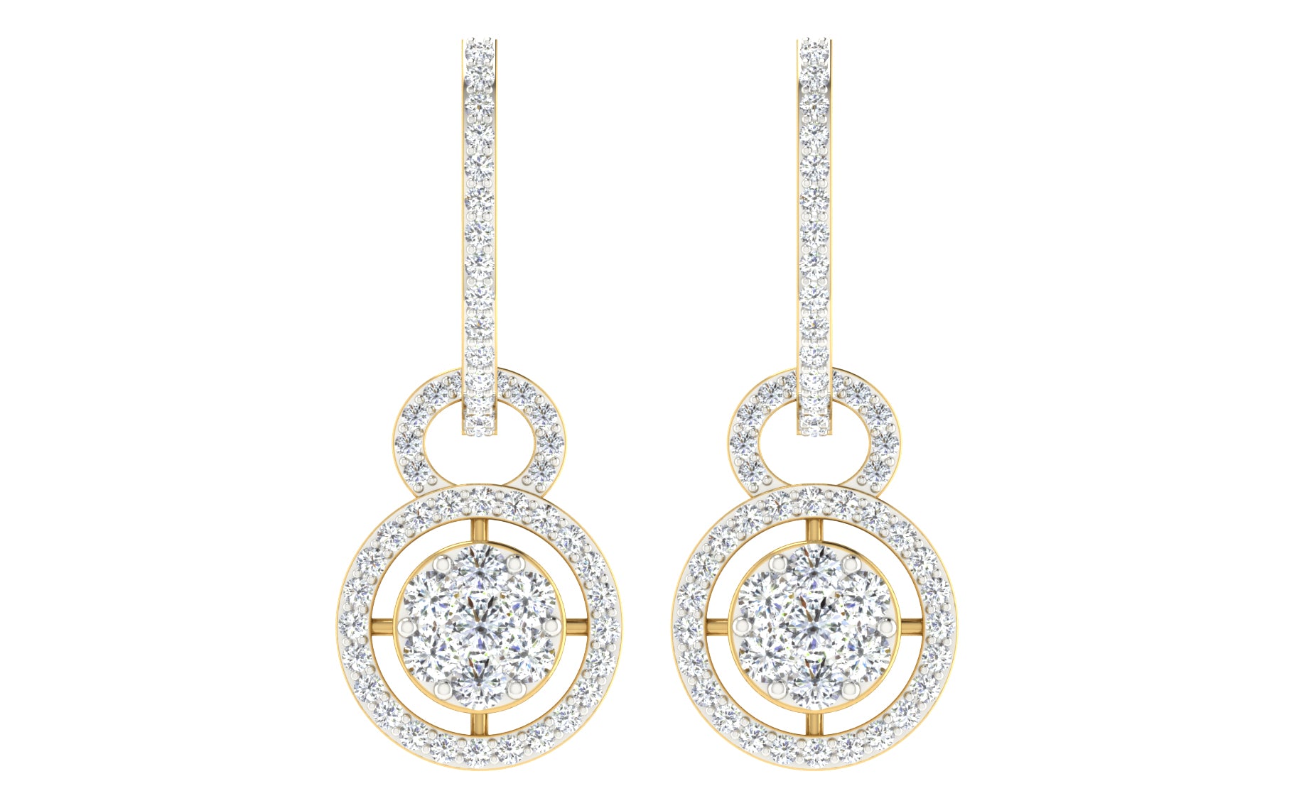 Nidal Jewels | Princess Golden Drops with Centre Diamond Cluster
