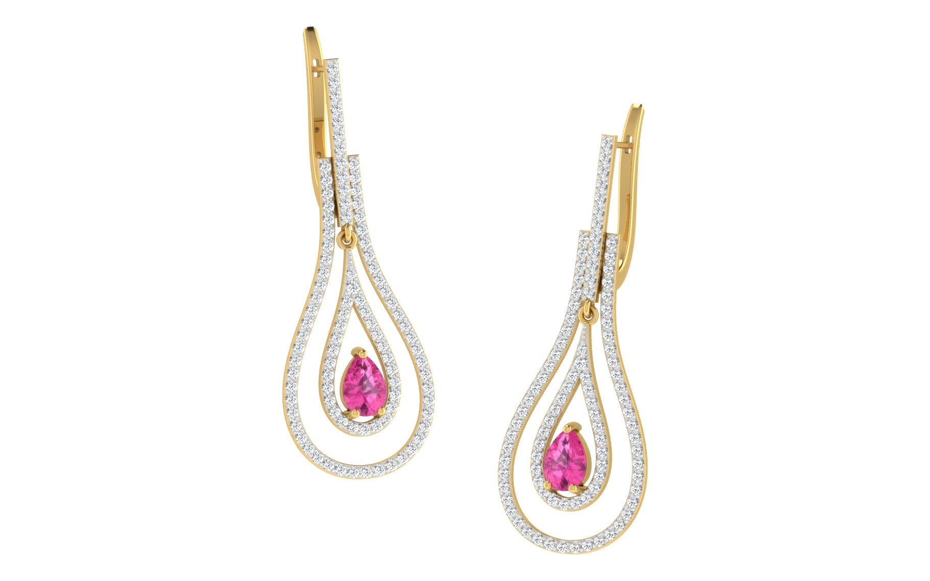 Nidal jewels | Twinkling Teardrop with Pink Gemstone