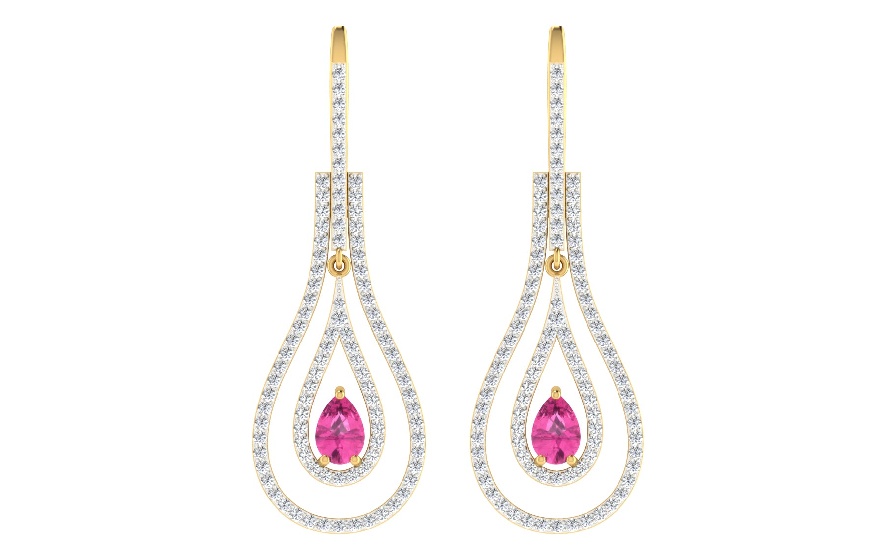 Nidal jewels | Twinkling Teardrop with Pink Gemstone