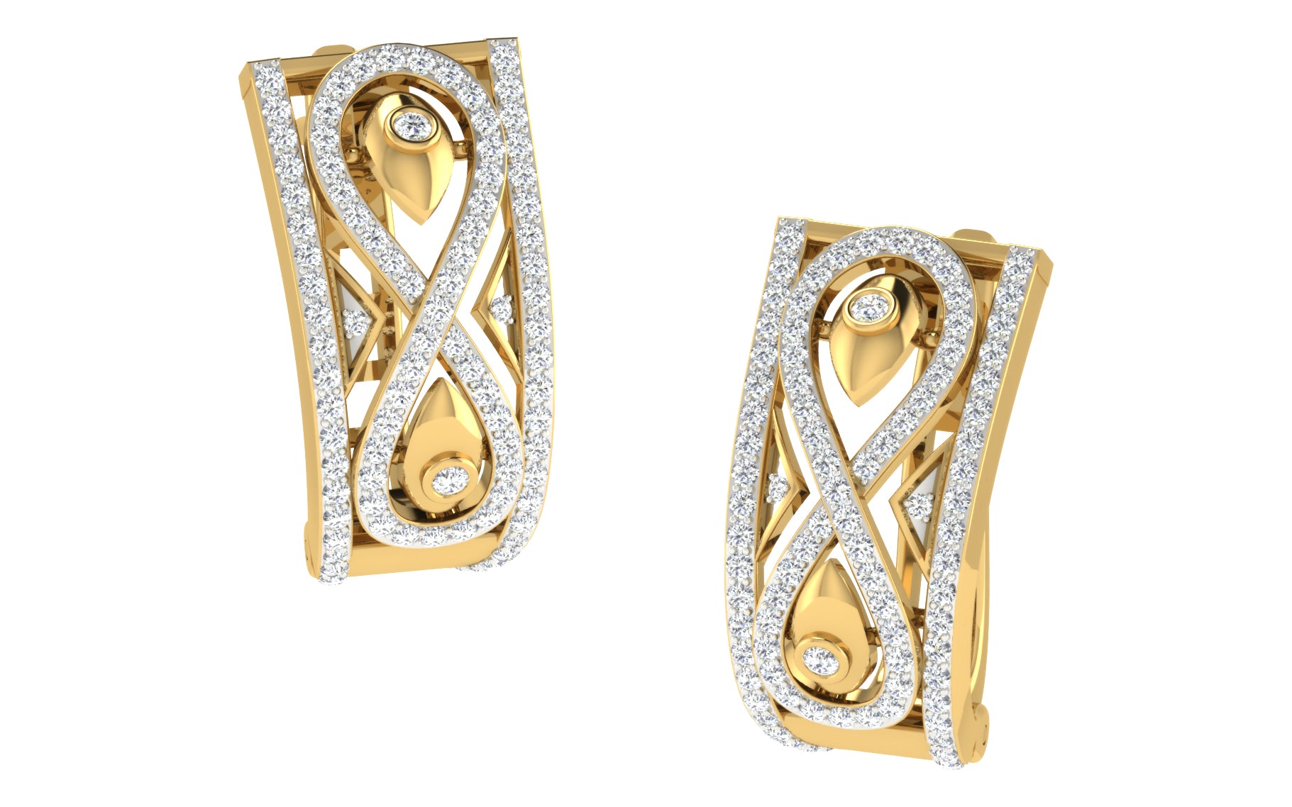 Nidal Jewels | Rectangle Infinity Embrace Diamond Hoops