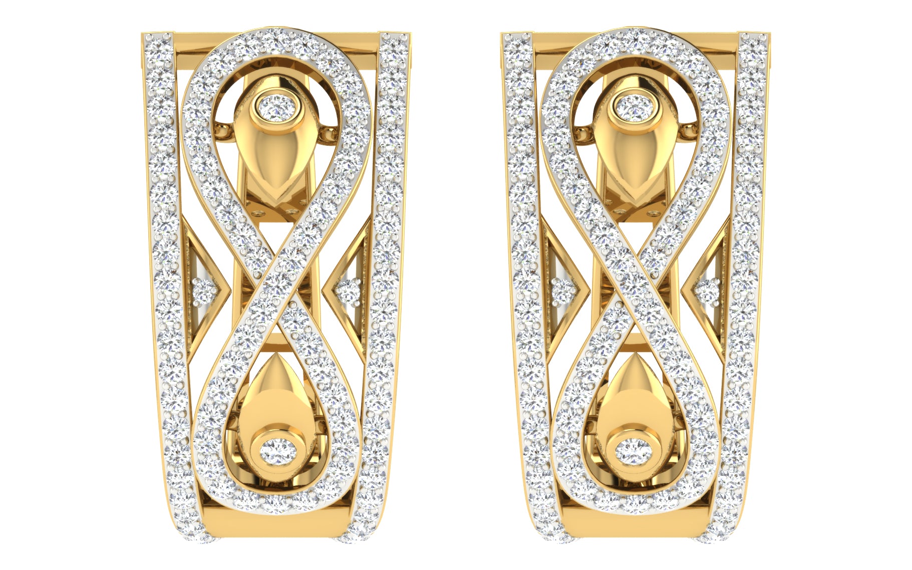 Nidal Jewels | Rectangle Infinity Embrace Diamond Hoops