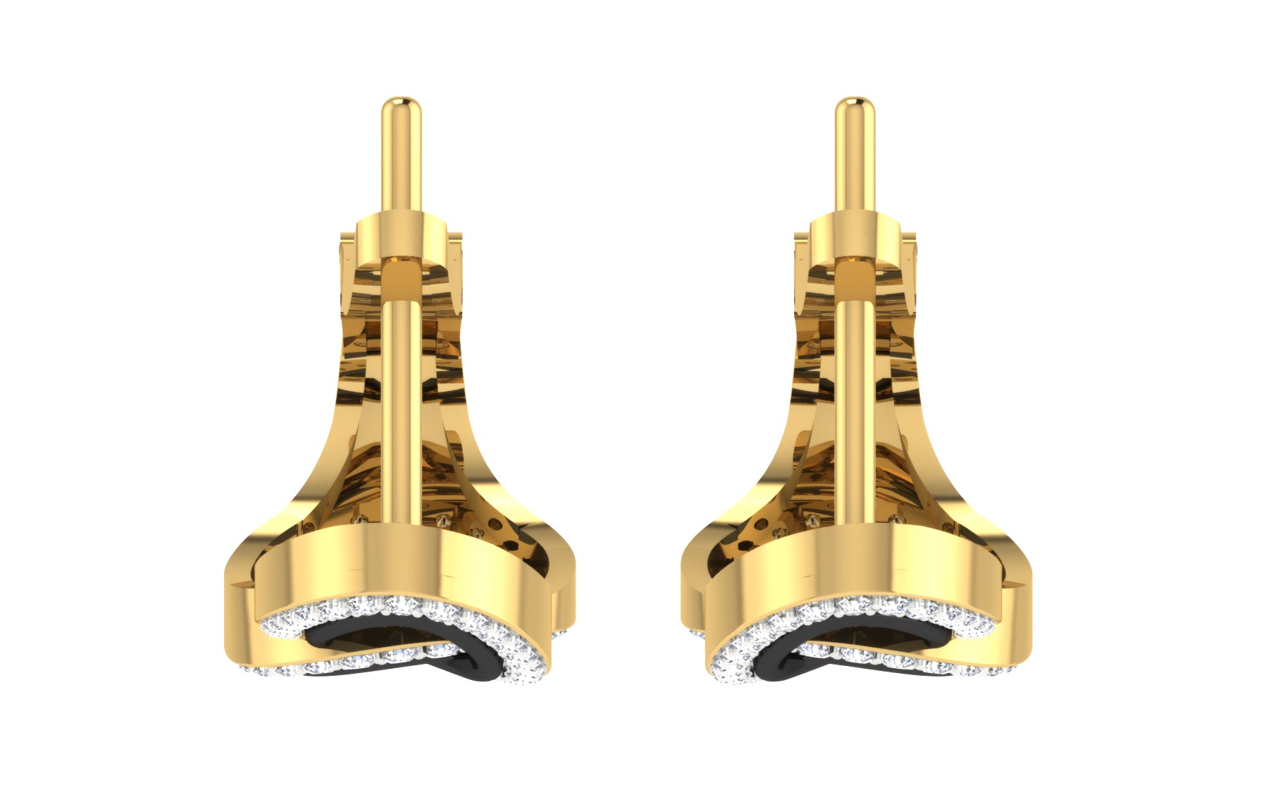 Nidal Jewels | Linked Lustre Black enamel and gold hoops