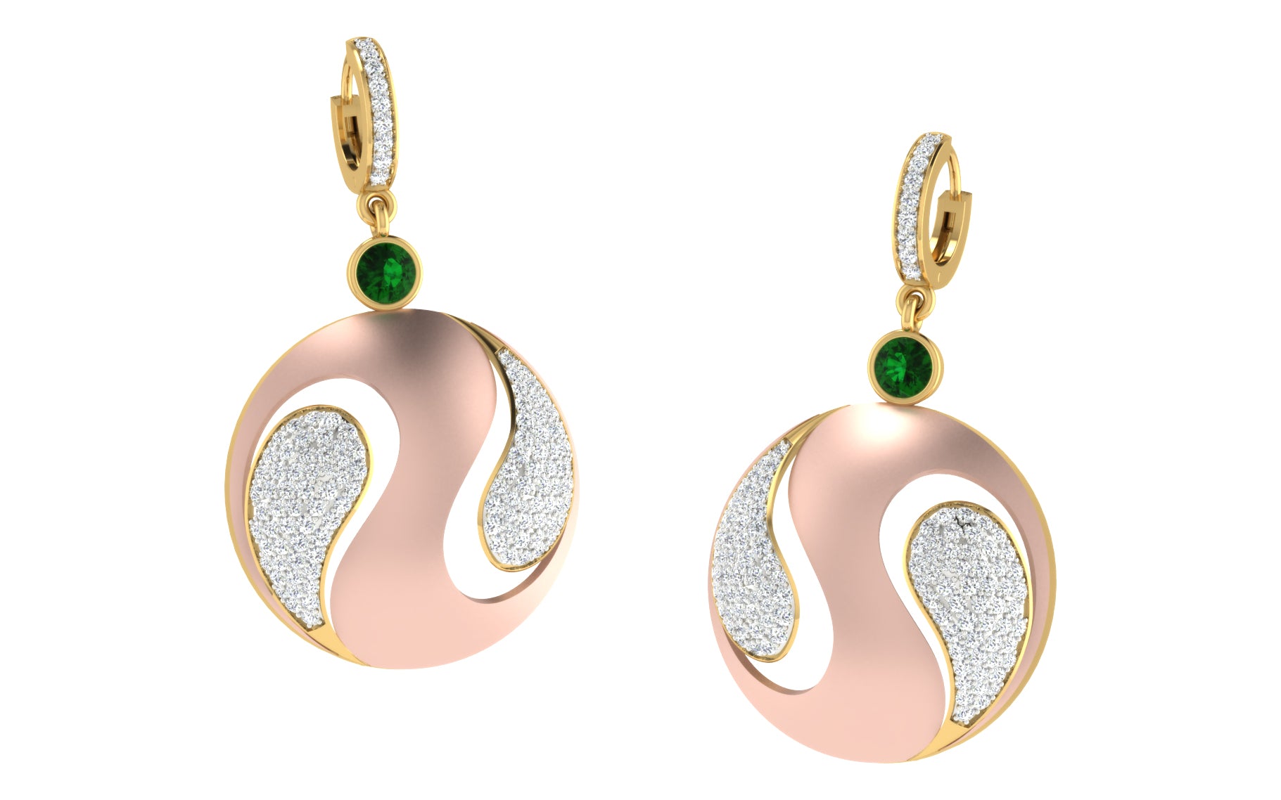 Nidal Jewels | Yin-Yang Diamond Rose Gold Earrings - Nidal Jewels