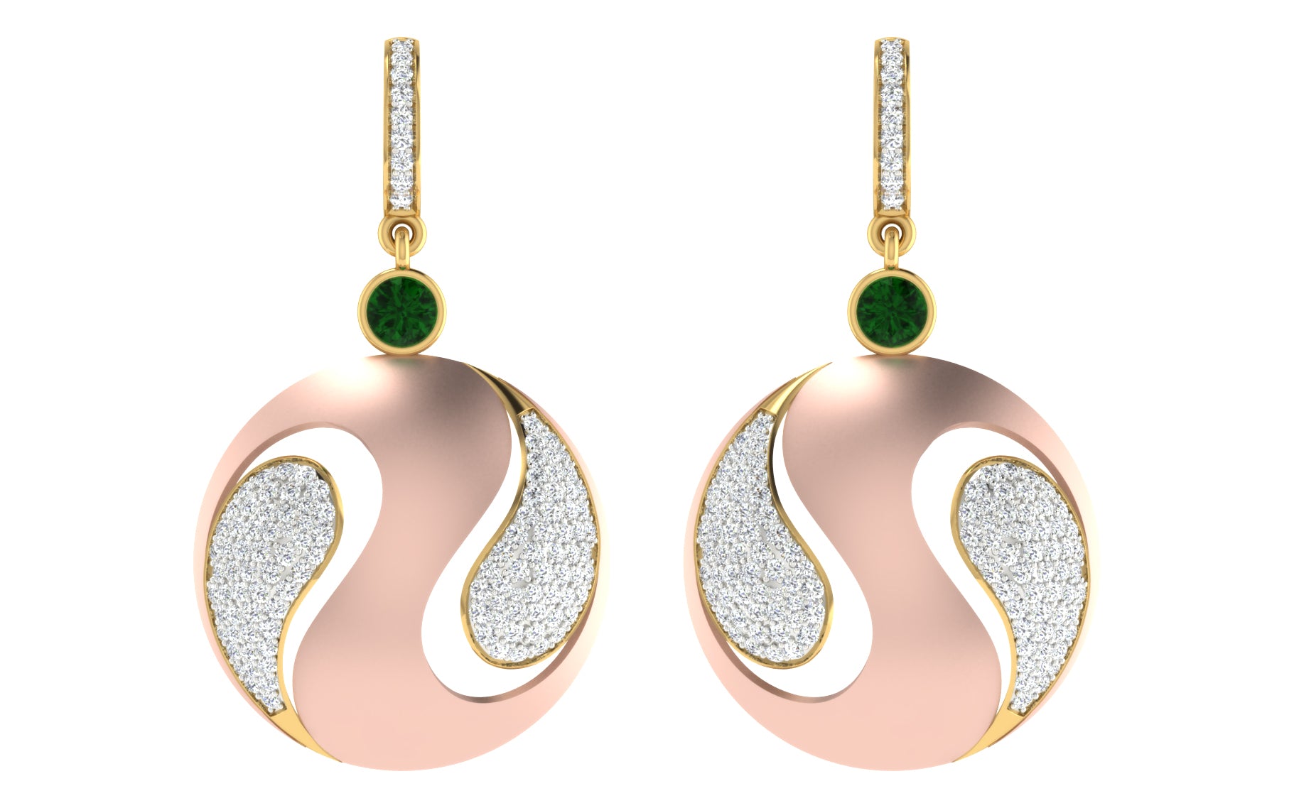Nidal Jewels | Yin-Yang Diamond Rose Gold Earrings - Nidal Jewels