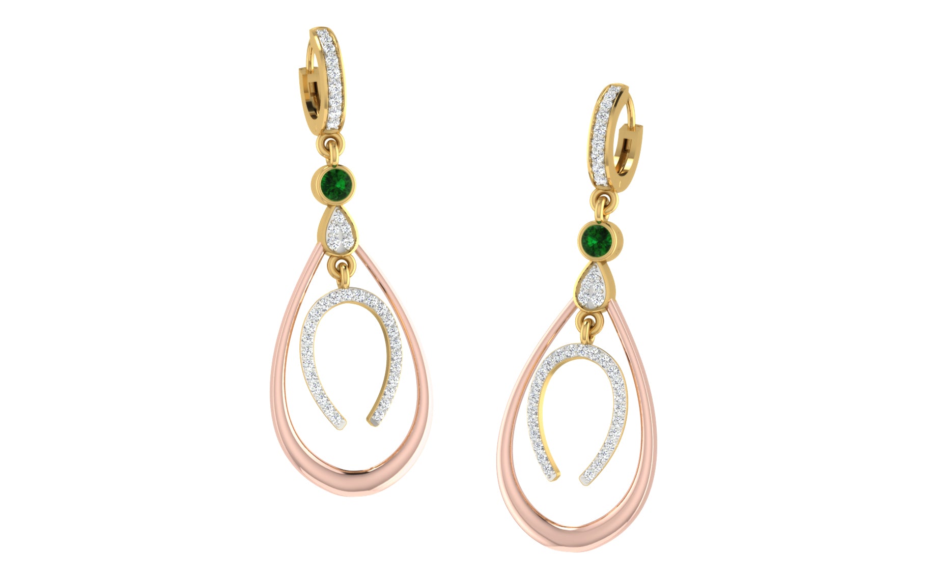 Nidal Jewels | Teardrop Emerald and Diamond Earrings - Nidal Jewels
