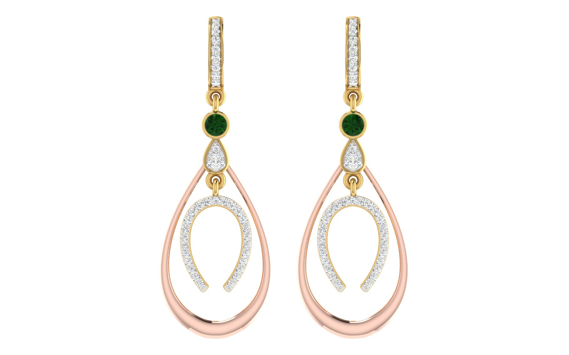 Nidal Jewels | Teardrop Emerald and Diamond Earrings - Nidal Jewels