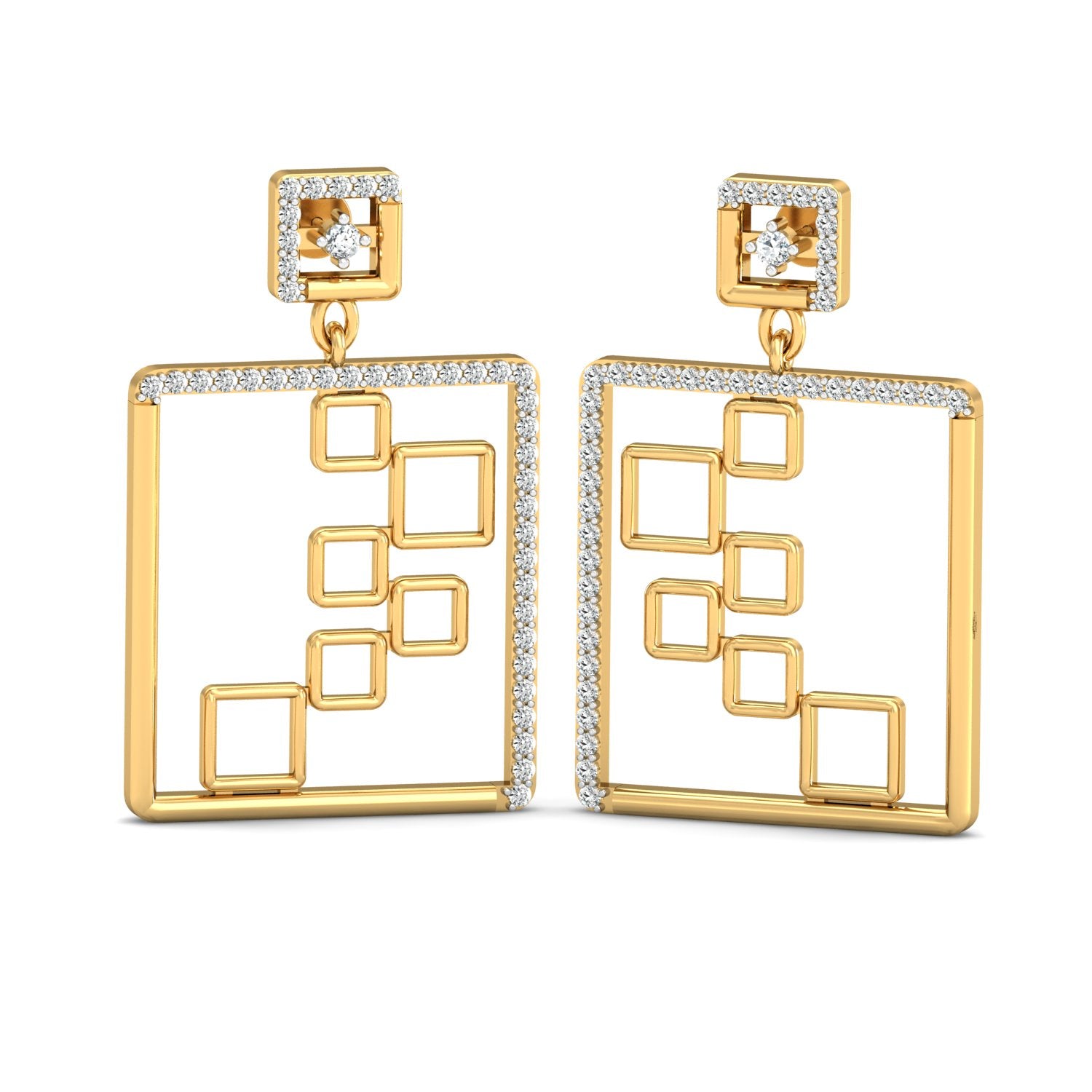 Nidal Jewels | Square Cutout Diamond Dangle Earrings - Nidal Jewels