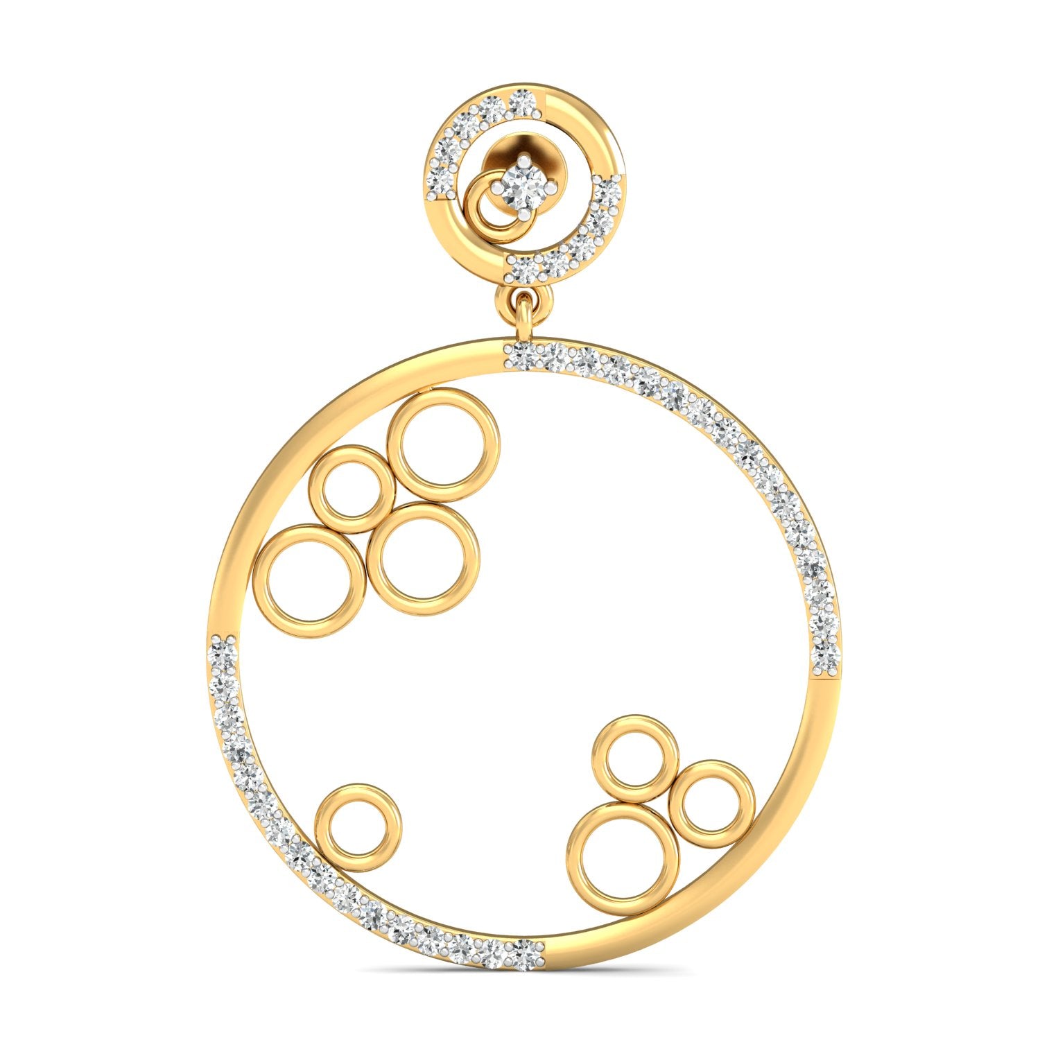 Nidal Jewels | Gold Circular Diamond Danglers