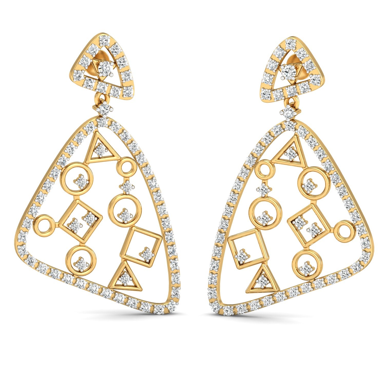 Nidal Jewels | Triangular Mosaic Diamond Earrings