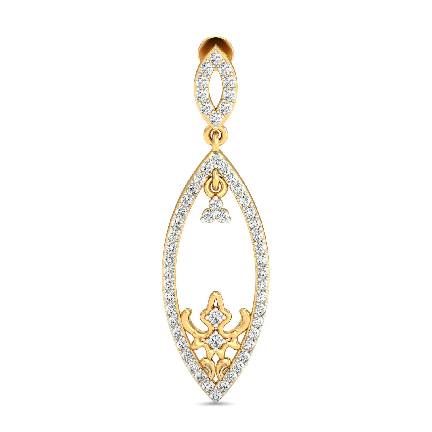 Nidal Jewels | Marquise Shaped Diamond Danglers with Intricate Design