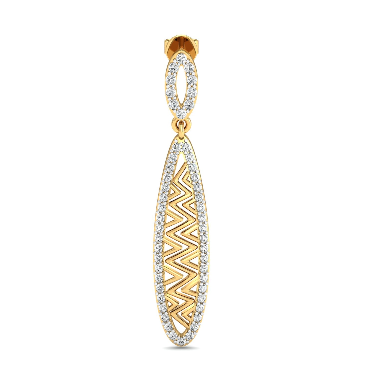 Nidal Jewels | Sleek Drop Earrings with Gold Mesh and Diamond
