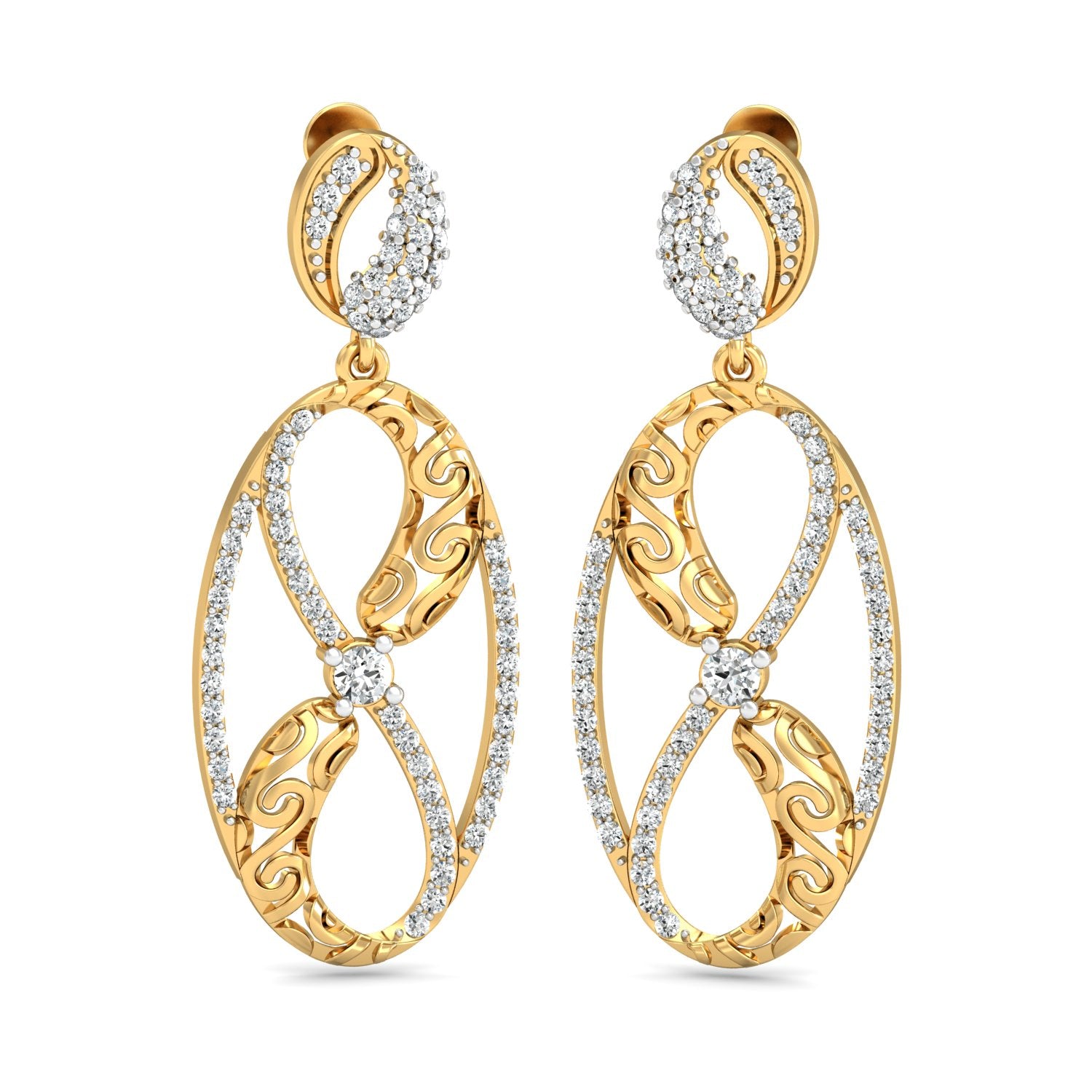 Nidal Jewels | Oval Danglers with 1-Carat Diamond Center