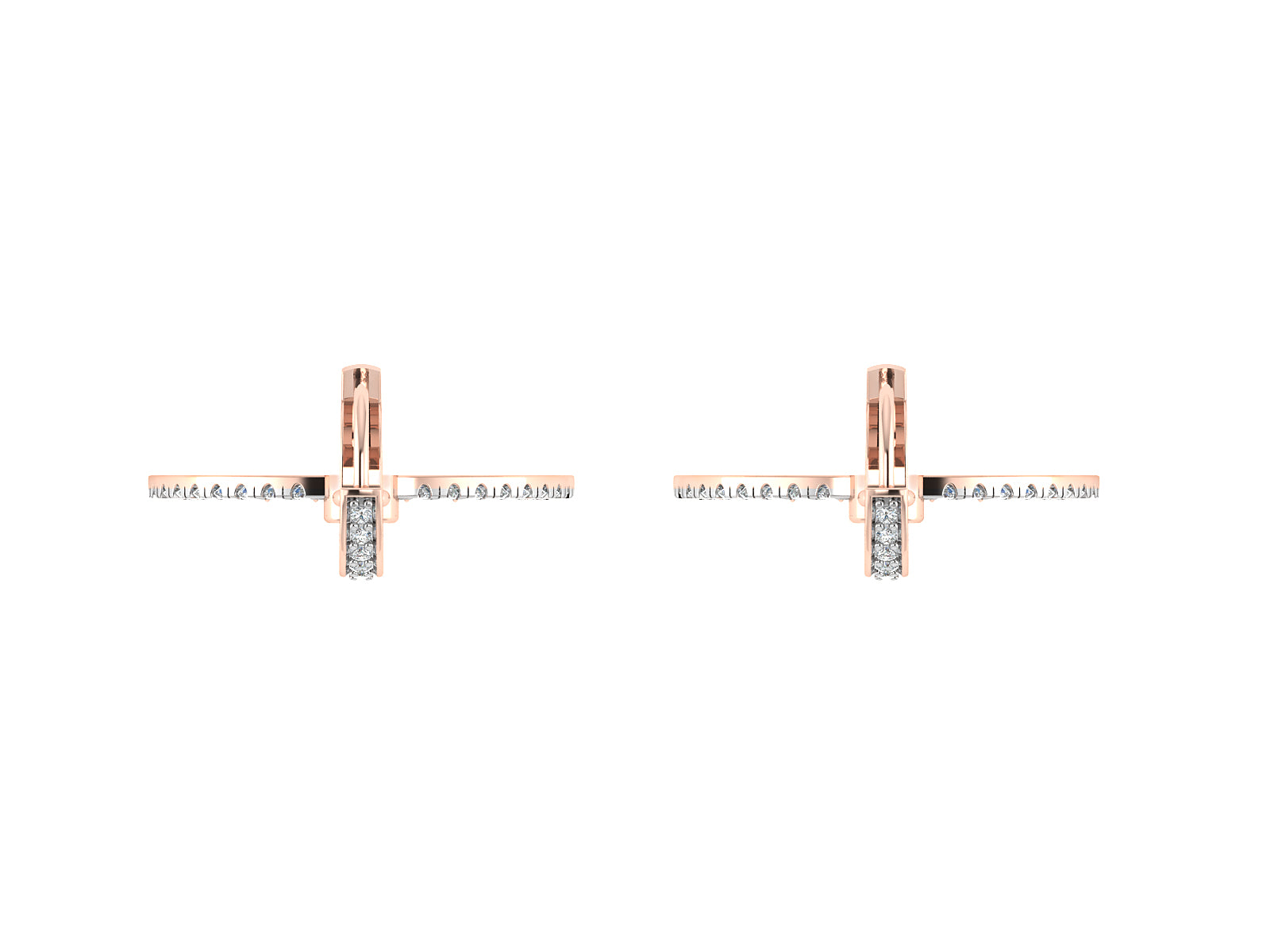 Nidal Jewels | Rose Gold Hoop Earrings with Cascading Diamonds