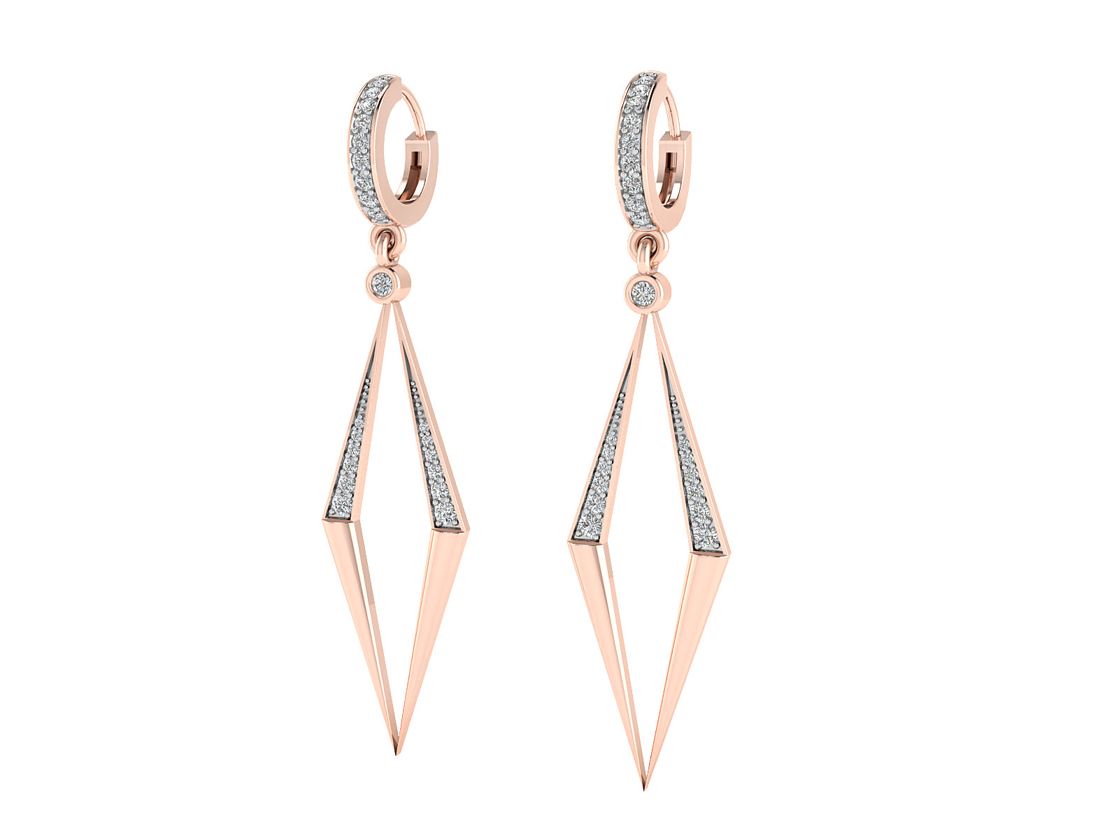 Nidal jewels | Rose Gold Pyramid-Shaped Drop Earrings