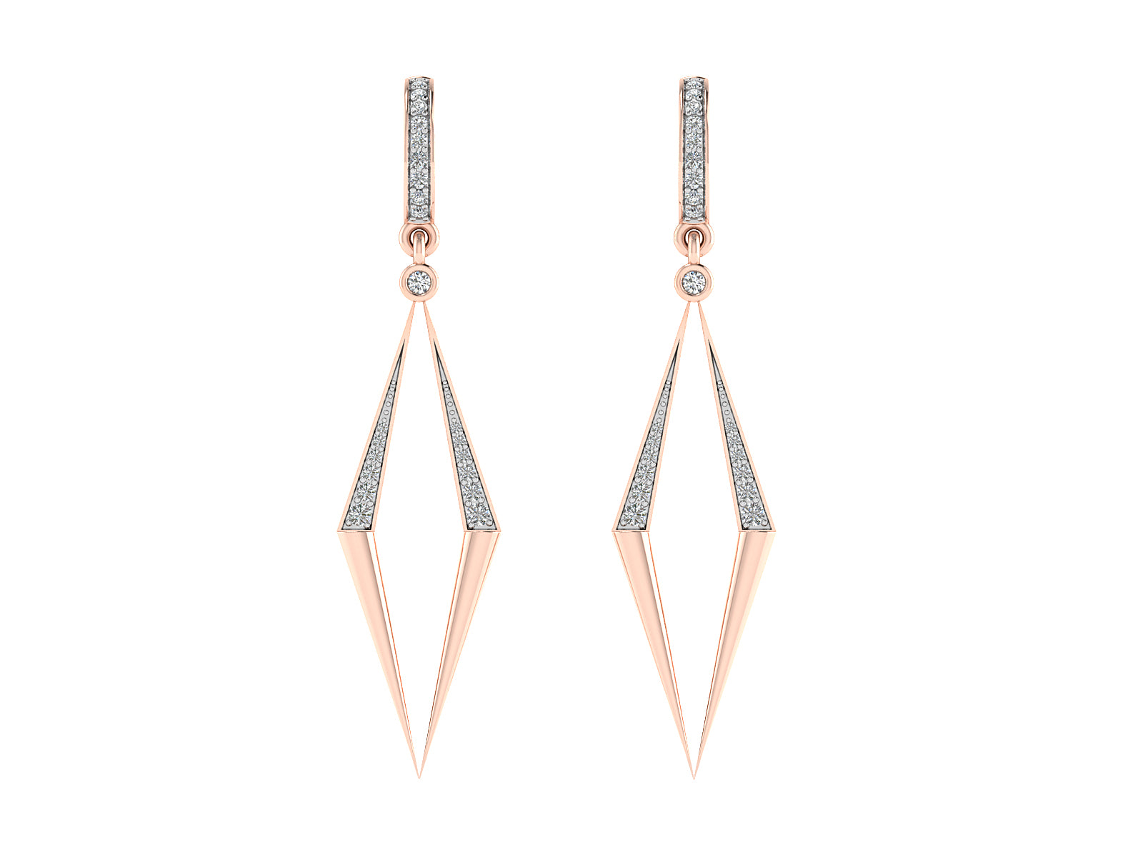 Nidal jewels | Rose Gold Pyramid-Shaped Drop Earrings