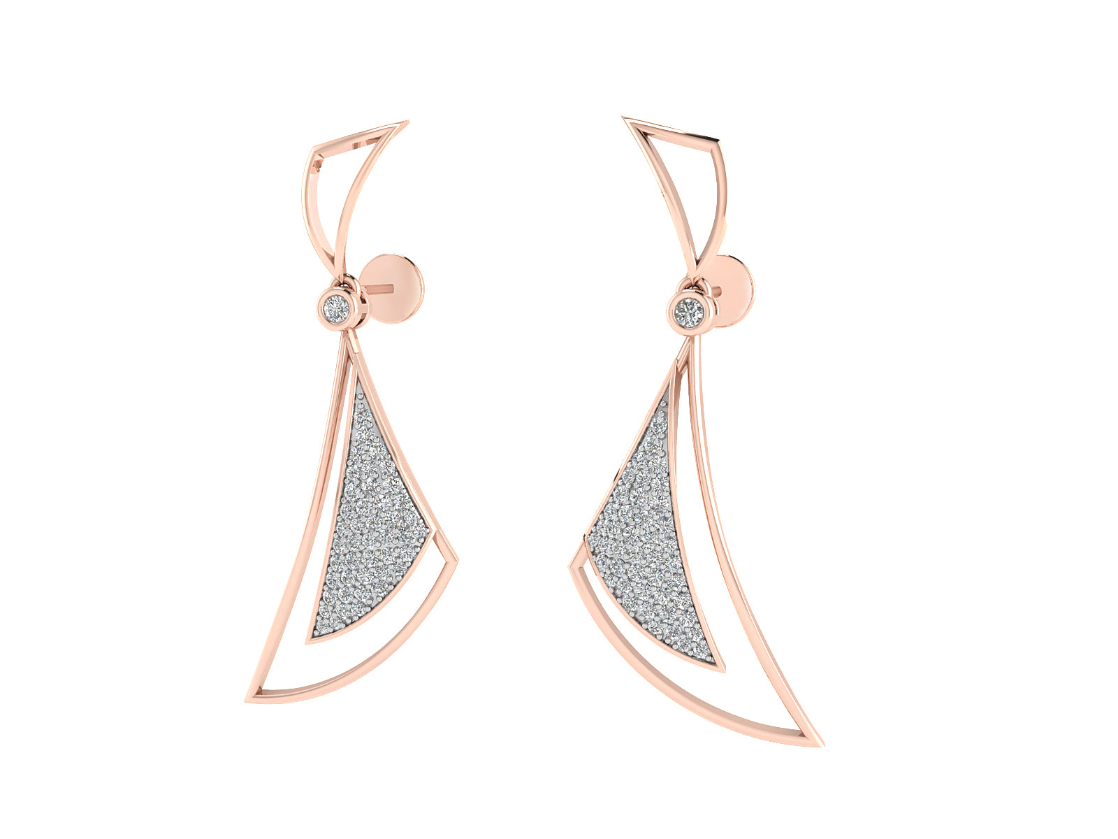 Nidal jewels | Rose Gold Angular Drops with Diamond Accents