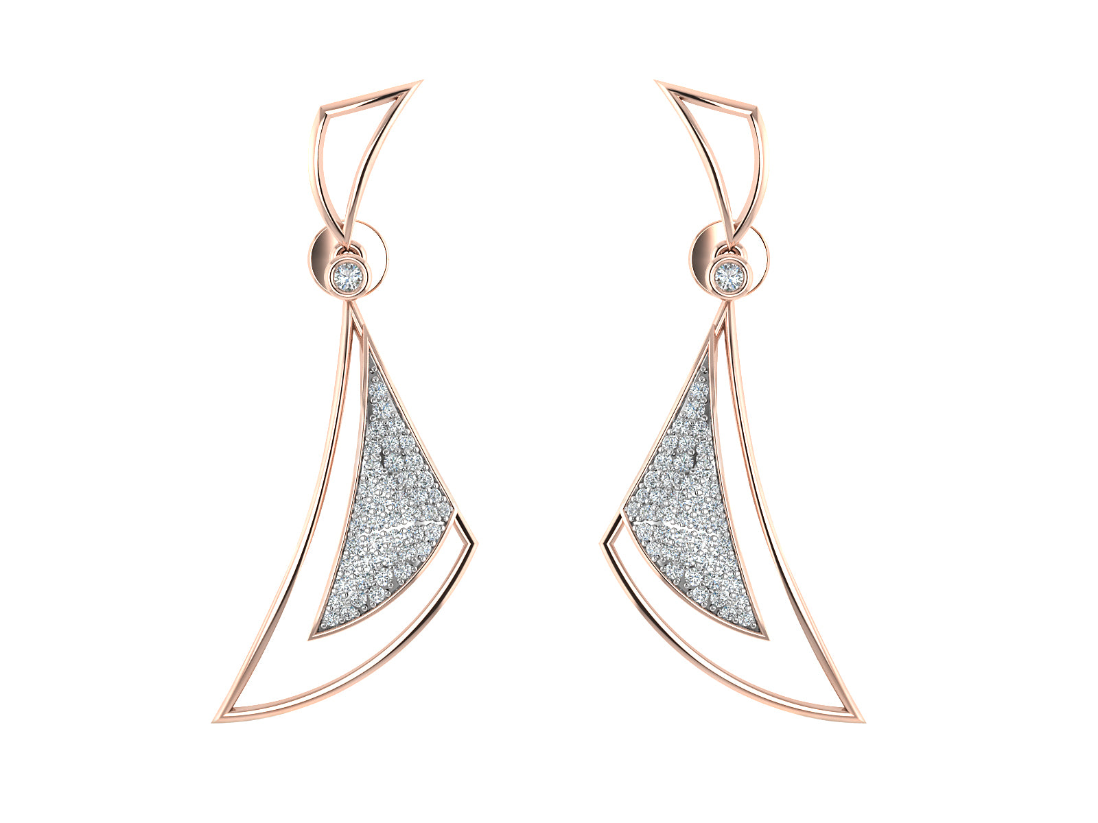 Nidal jewels | Rose Gold Angular Drops with Diamond Accents